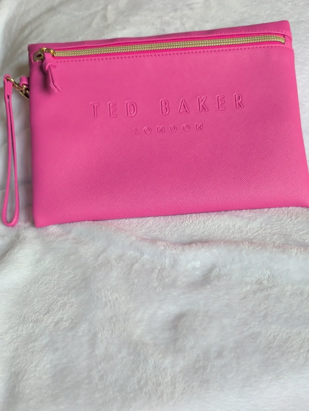 Ted Baker Hot Pink Embossed Wristlet Clutch